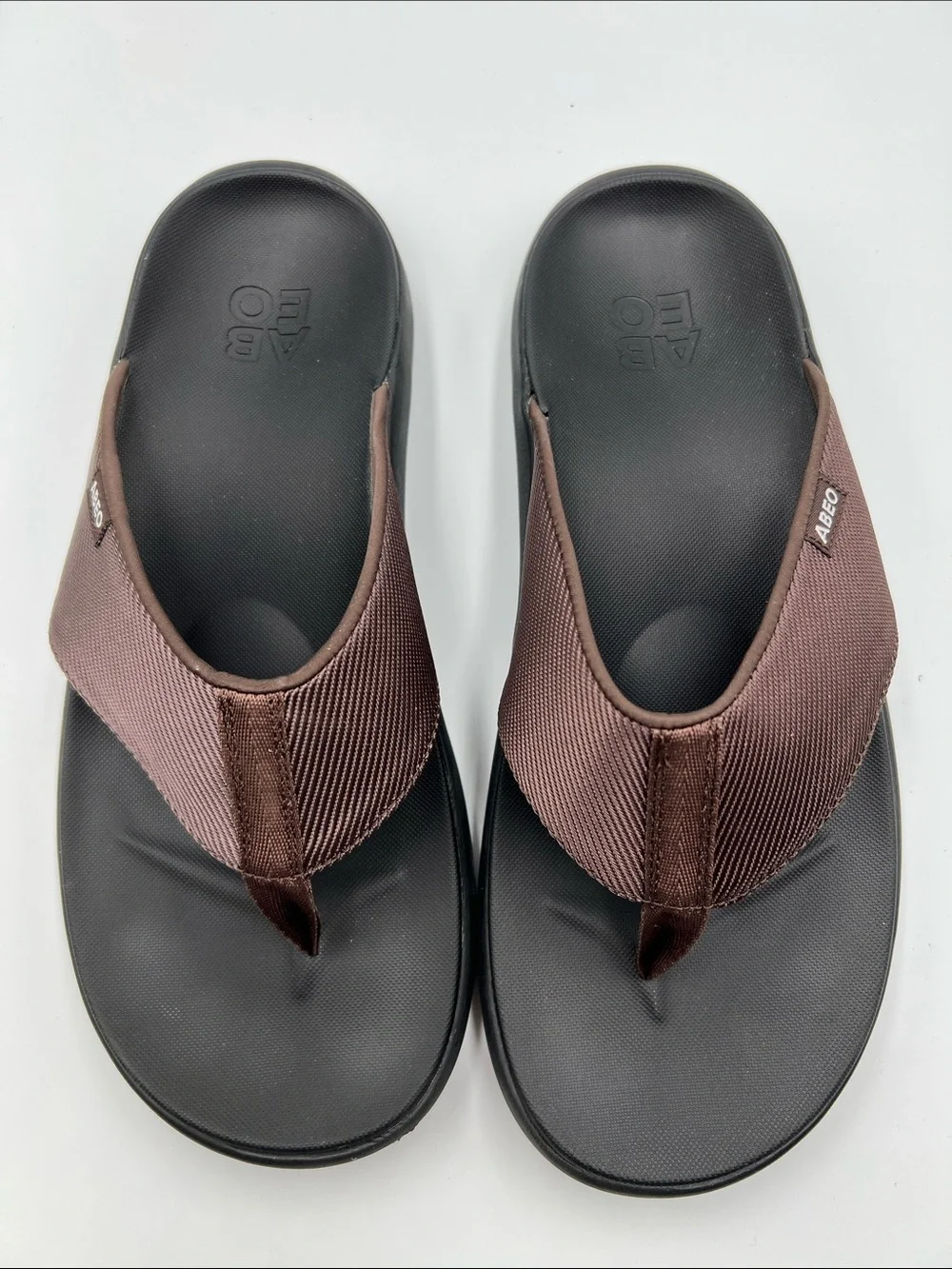ABEO Alpha thong flipflop sandals shoe thong brown comfort footbed men 10